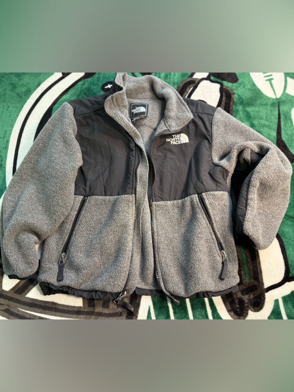 The North Face Boys Fleece Zip Up Jacket Black and Gray